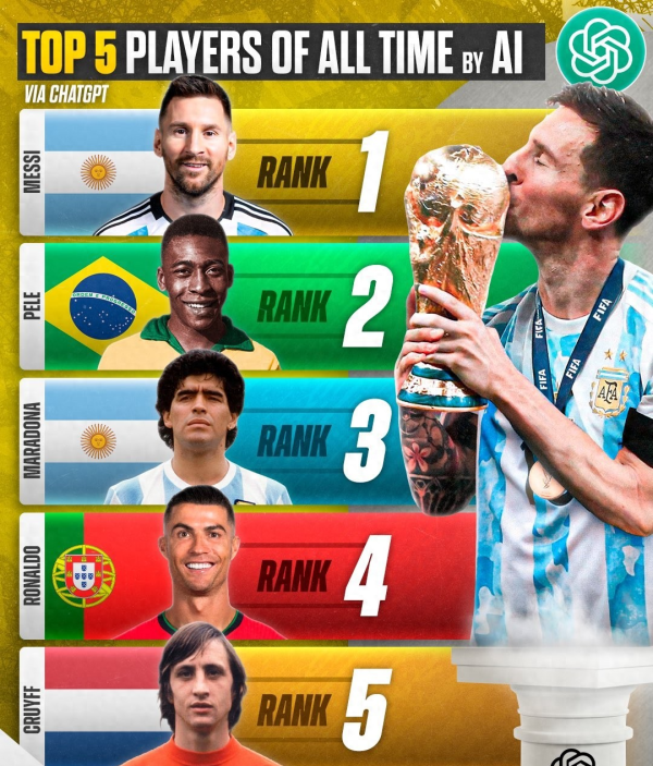 在世界足坛, 历来对于历史最佳球员的排名有着剧烈  的讨论